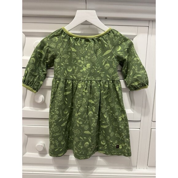 Tea Collection Green Dress Size 4 Girls 100% Cotton - Picture 6 of 7